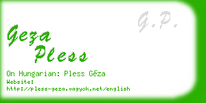 geza pless business card